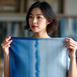 직물 염색 작업장에서 염료를 보여주는 재료 전문가 이지혜.